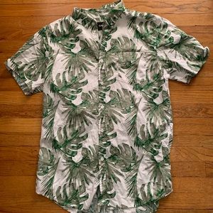 Leaf patterned button up shirt